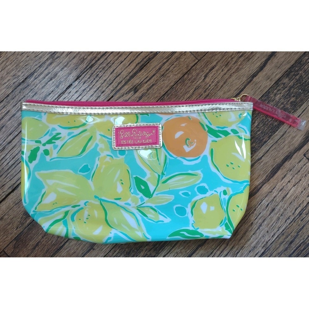 Lilly Pulitzer‎ for Estee Lauder Citrus Fruit Cosmetic Bag Teal Lemons NWOT